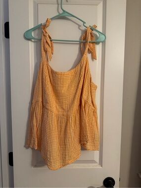 Old Navy Yellow Gingham Tie-Shoulder Camisole